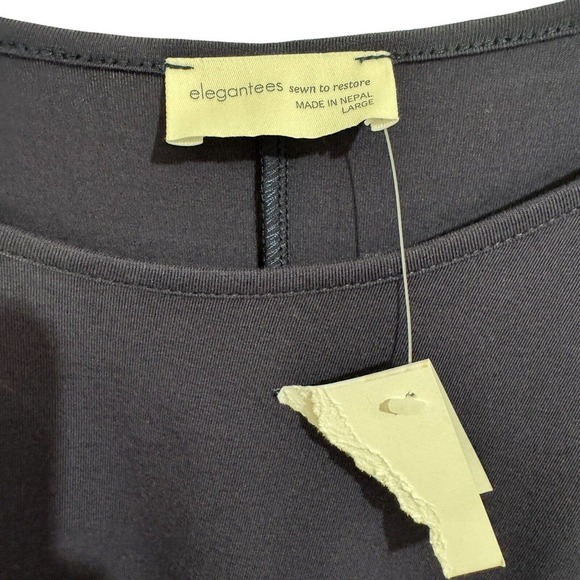 Elegantees Sita Organic Cotton Twisted Front Top Deep Purple Sz L Short Sleeve - Picture 3 of 7